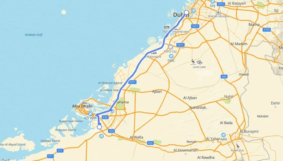E102 Bus Route Map