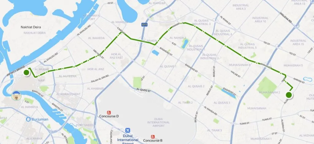 13D Bus Route Map