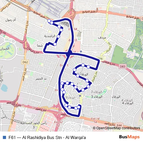 F61 Bus Route Map Dubai 2026 from Centrepoint to Al Warqaa