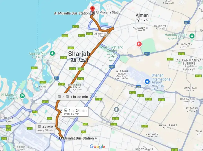 E411 Bus Route Map Dubai to Ajman 2026