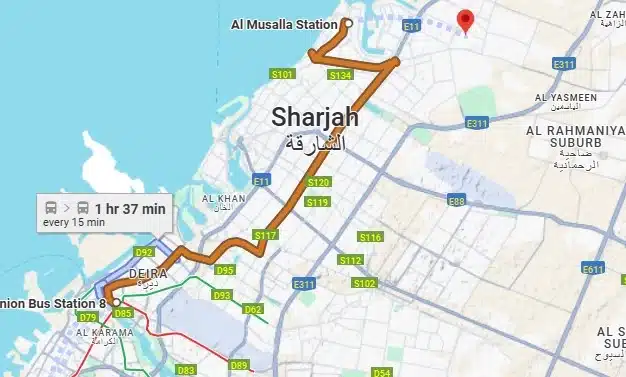 E400 Bus Route Map Dubai to Ajman 2026