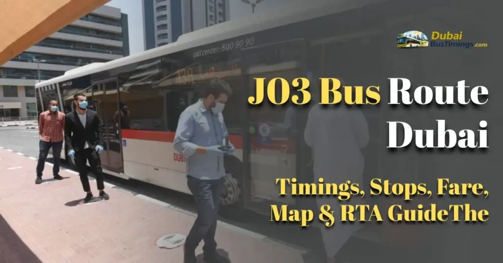 RTA J03 bus route in Dubai connecting Dubai Studio City and Damac Hills