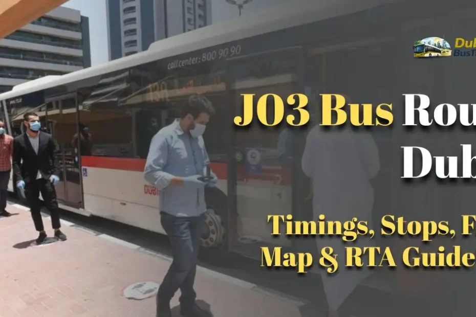 RTA J03 bus route in Dubai connecting Dubai Studio City and Damac Hills