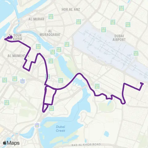 Dubai RTA 44 Bus Route Map from Al Ghubaiba Bus Station to Rashidiya Bus Station (2026)