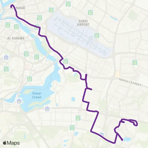 Dubai RTA 53 Bus Route Map 2026 showing Gold Souq, Deira, Festival City, Dragon Mart, and International City.