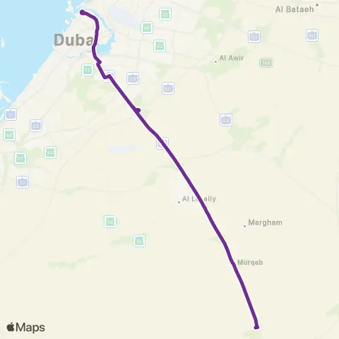 66 bus route map from Al Ghubaiba Bus Station to Al Faqa in Dubai 2026