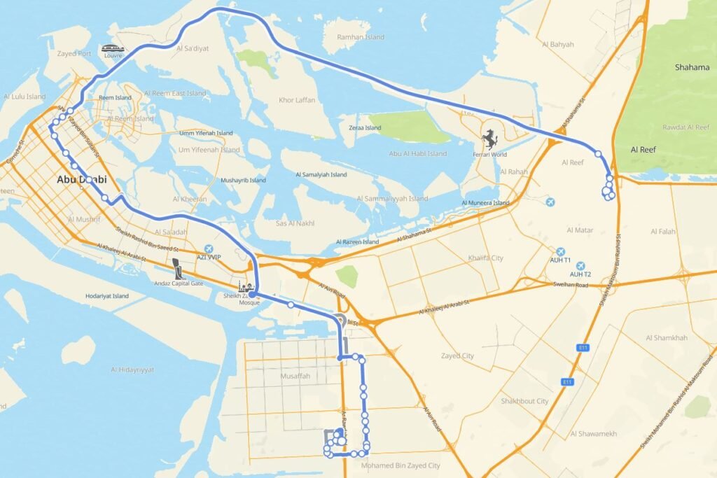 Abu Dhabi Bus 101 Map