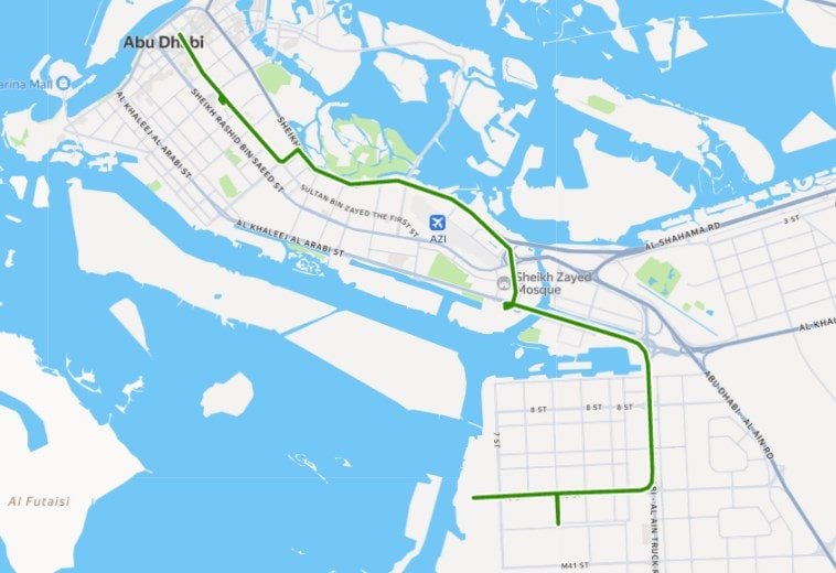 Abu Dhabi Bus 110 Route Map