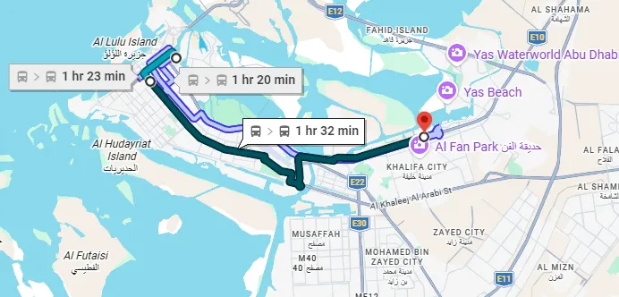 407 bus route map Abu Dhabi